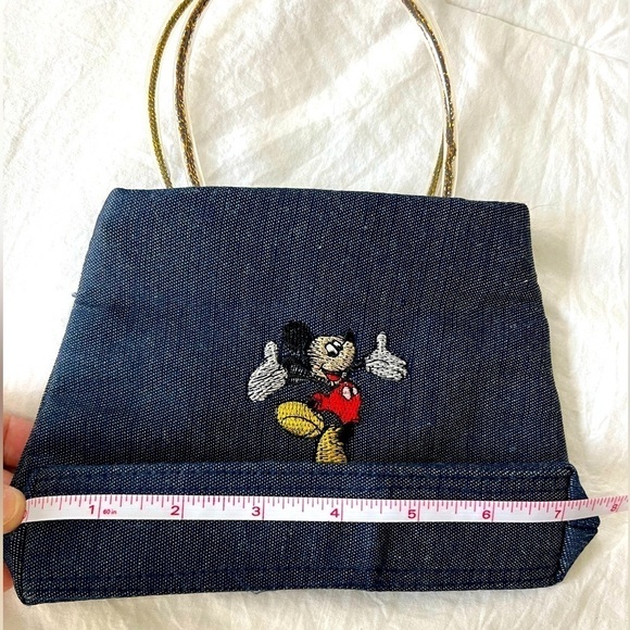 Mickey Mouse Embroidered Denim Zip Bag Purse Disney Comic - Picture 3 of 5